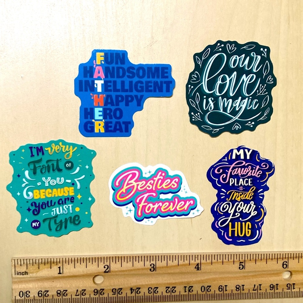 10/$10‎ or $1 BUNDLE: 5 Fond Randoms Themed Vibe Stickers WATERPROOF! 👍 ✨ 💕